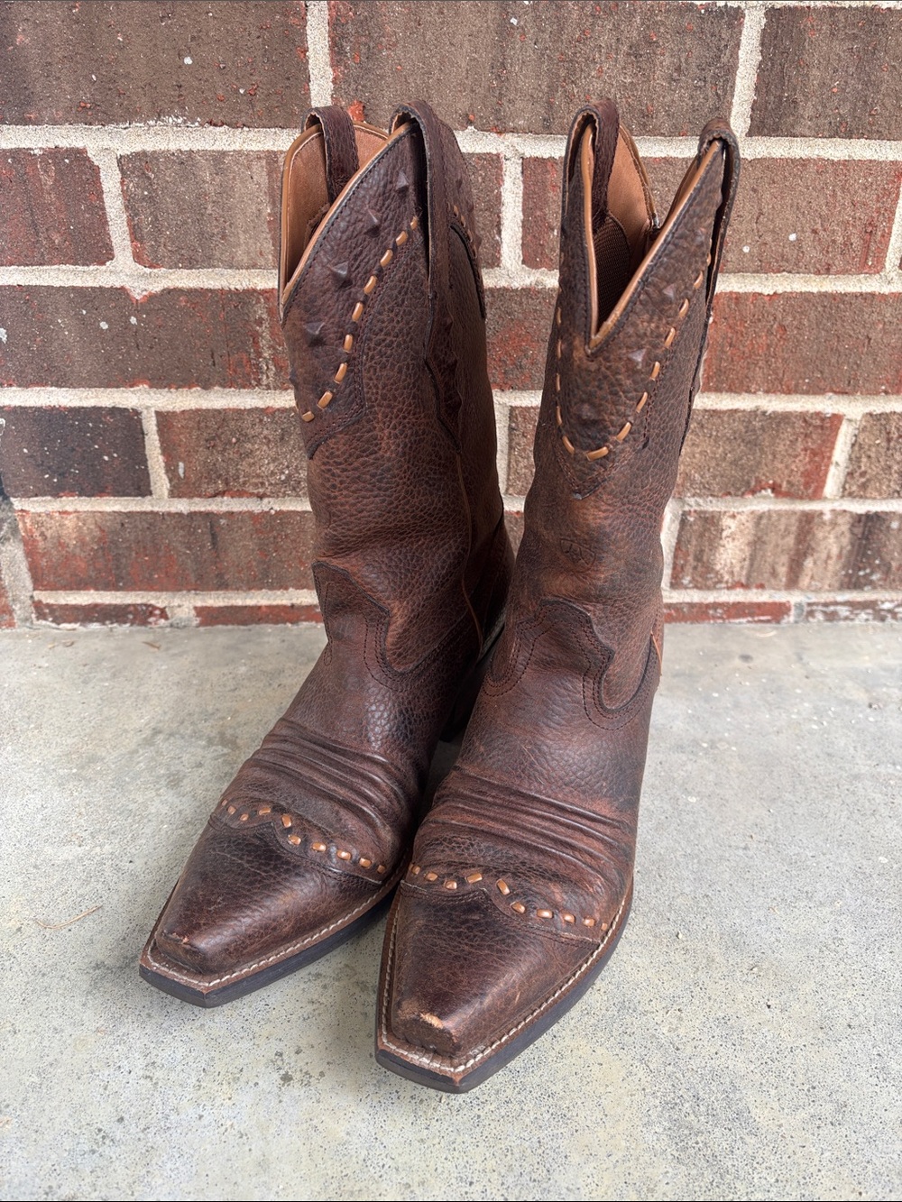 Ariat Dark Brown Textured Leather Cowboy Boots